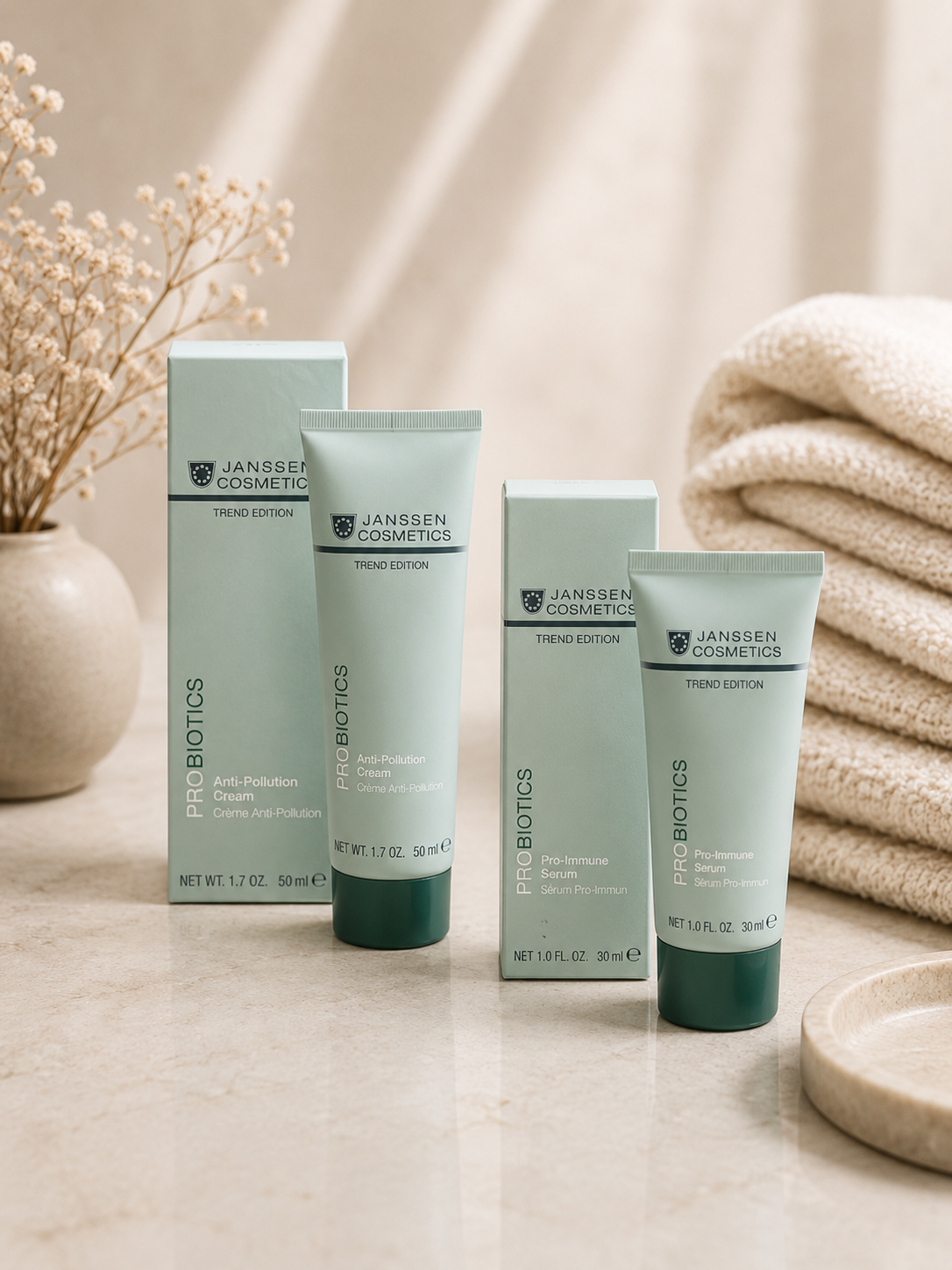 PROBIOTICS SKIN SHIELD DUO - Herkän ja aran ihon suojakaksikko ulkoisia ärsykkeitä vastaan l Janssen Cosmetics