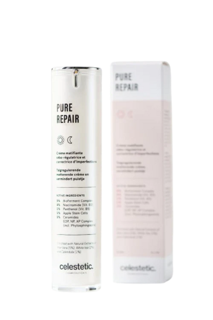 PURE REPAIR l Epäpuhtauksia ehkäisevä ja mattapintainen voide epäpuhtaalle iholle l Celestetic