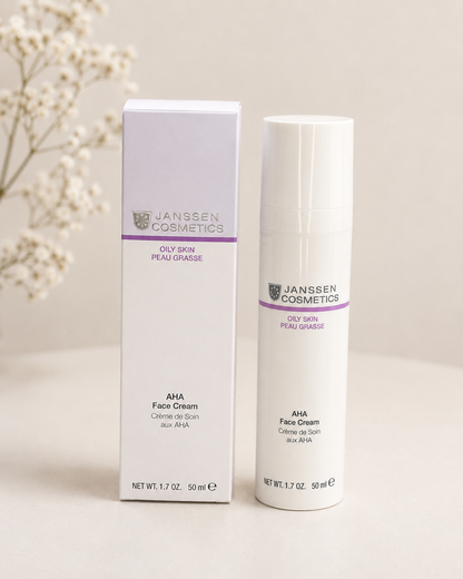 AHA FACE CREAM l Uudistava & kuoriva hedelmähappoyövoide aikuiselle kiiltelevälle iholle l Janssen Cosmetics